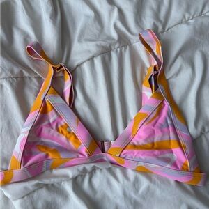 Ron Jon Pink and Yellow Swirl Triangle Bikini Top